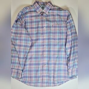Izod Saltwater Mens Button Up XL Blue Purple Preppy Outdoor‎ Business Casual